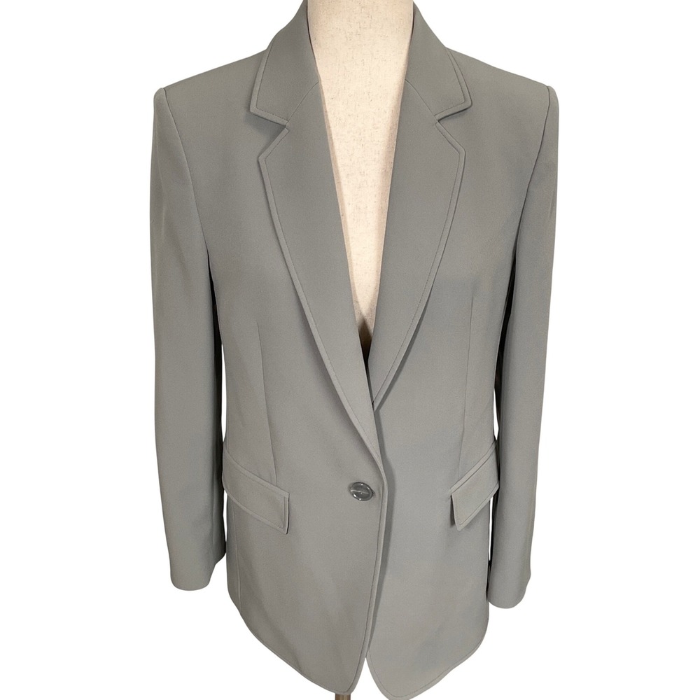 BOSS Blazer Women 4 Gray Tailored Neutral Minimalist Stretch Jacket